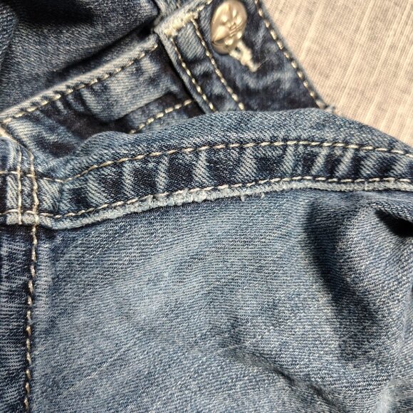 Miss Me Jeans Womens Size 26 Blue Mid Rise Boot Cut Embellished Flap Stud Denim - Picture 14 of 15